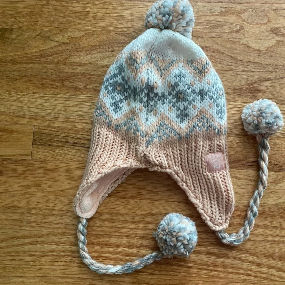 *G.H. BASS & CO* Pink Pom Earflap Braid Beanie Hat